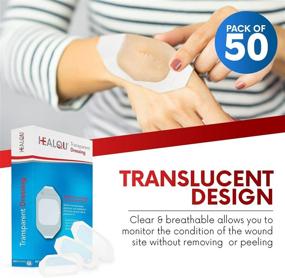 img 2 attached to Healqu Transparent Film Dressing - Waterproof Wound Bandage Patches (50 Pack) - Post-Surgical Shower & Tattoo Aftercare