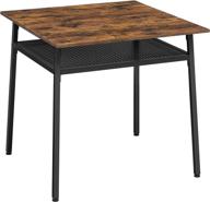 🍽️ vasagle rustic brown dining table with storage compartment - industrial square office desk, 31.5 x 31.5 x 30.7 inches логотип