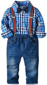 img 3 attached to 👔 Boys' Clothing Sets: Kid Gentleman Outfits with Button Bowtie, Suspenders, and Denim