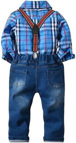 img 2 attached to 👔 Boys' Clothing Sets: Kid Gentleman Outfits with Button Bowtie, Suspenders, and Denim