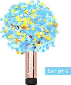 img 1 attached to 🎉 Lezero 6-Pack Mini Confetti Cannons for Boy or Girl Gender Reveal Surprises - Portable and Easy to Use, Includes Hide Tips Stickers - Blue