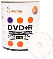 📀 smart buy 100 pack dvd+r 4.7gb 16x - white printable inkjet blank media record discs | 100pk logo