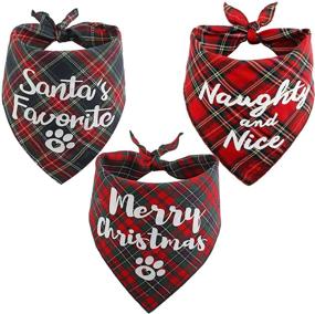 img 4 attached to 3 Pack Plaid Dog Bandanas for Medium and Large Dogs with JPB Christmas Theme