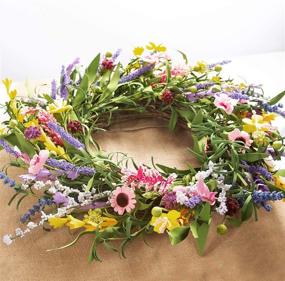 img 3 attached to 🌼 Lavender Daisy Flower Wreath for Front Door Wall Window Farmhouse and Party Festival Wedding Decor - LIFEFAIR Fall Wreath Summer Front Door Wreath, 22" Artificial