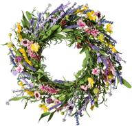 🌼 lavender daisy flower wreath for front door wall window farmhouse and party festival wedding decor - lifefair fall wreath summer front door wreath, 22" artificial логотип