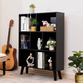 img 3 attached to 📚 Compact Black Bookshelf with 3 Tiers – Modern Rustic Wood Storage Shelf, Perfect for Small Spaces in Bedroom, Living Room, and Office