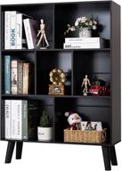 📚 compact black bookshelf with 3 tiers – modern rustic wood storage shelf, perfect for small spaces in bedroom, living room, and office logo