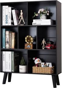 img 4 attached to 📚 Compact Black Bookshelf with 3 Tiers – Modern Rustic Wood Storage Shelf, Perfect for Small Spaces in Bedroom, Living Room, and Office