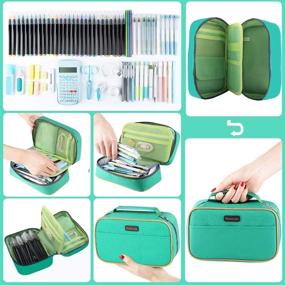 img 3 attached to Homecube Pencil Case Big Capacity Storage Pen Bag Makeup Pouch Zippered Students Stationery Bag With Outer Pockets And Handle- 8 Organization, Storage & Transport