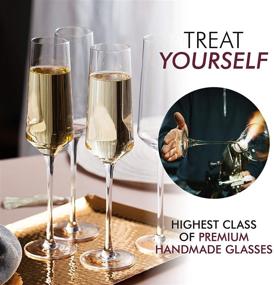 img 3 attached to Premium Hand Blown Crystal Champagne Flutes - Set of 2, 100% Lead Free, Classy & Elegant Glasses – Ideal Gift for Wedding, Anniversary, Christmas – 8oz, Clear