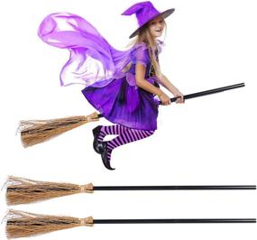 img 4 attached to 🧹 Halloween Decoration: Broom with 3 Sections and Accessories