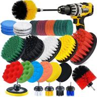 🧽 shieldpro 45-piece all purpose power clean scrubber brush attachment set with extend long attachment for bathroom, kitchen, grout, tub, tile, corners, auto - includes scrub pads & sponge logo