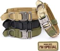 🐾 tactical dog collar with special patch - kcucop military k9 collar, thick with handle, adjustable heavy duty metal buckle for m, l, xl dogs, tactipup dog collars logo