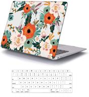 🌸 ileadon macbook air 13 inch case 2020-2018 release - red flower design | protective hard shell for apple newest macbook air 13 inch with retina display & touch id logo
