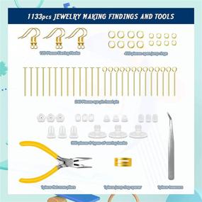 img 3 attached to Complete Gold Earring Making Supplier Kit with 6 Earring Back Types, Jewelry Repair Accessories, Jump Rings, Lobster Clasps, Tweezers, Eye Head Pins - Ideal Supplier for Earrings Findings and Jewelry Making