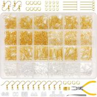 complete gold earring making supplier kit with 6 earring back types, jewelry repair accessories, jump rings, lobster clasps, tweezers, eye head pins - ideal supplier for earrings findings and jewelry making logo