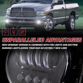 img 1 attached to 🚗 Dodge Ram LED Fog Lights with Daytime Running Lights Set - Clear Lens Bumper Lamps Replacement for 2003-2008 Dodge Ram 1500 2500 3500