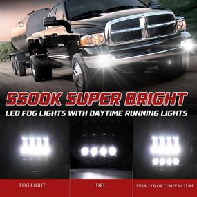 img 2 attached to 🚗 Dodge Ram LED Fog Lights with Daytime Running Lights Set - Clear Lens Bumper Lamps Replacement for 2003-2008 Dodge Ram 1500 2500 3500