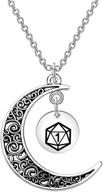 🎲 bekech dungeons and dragons necklace: rpg dice game moon pendant gift for gaming lovers logo