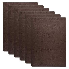 img 4 attached to 🛋️ KONUNUS 6 Pieces 11 x 8 Inch Brown PU Leather Repair Patch with Self-Adhesive Backing - Ideal for Sofas, Furniture, Car Seats, Handbags, Jackets, and Couches