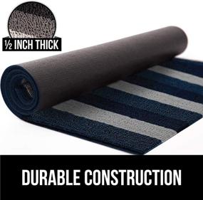 img 1 attached to 🦍 Gorilla Grip Heavy Duty Thick Loop Bristled Doormat, Crush-Proof Texture, Dirt Catching from Shoes, Strong Backing, Easy-to-Clean Indoor and Outdoor Entrance Mats, Striped, 24x16, Light Gray Blue Navy