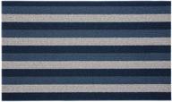 🦍 gorilla grip heavy duty thick loop bristled doormat, crush-proof texture, dirt catching from shoes, strong backing, easy-to-clean indoor and outdoor entrance mats, striped, 24x16, light gray blue navy логотип