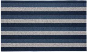 img 4 attached to 🦍 Gorilla Grip Heavy Duty Thick Loop Bristled Doormat, Crush-Proof Texture, Dirt Catching from Shoes, Strong Backing, Easy-to-Clean Indoor and Outdoor Entrance Mats, Striped, 24x16, Light Gray Blue Navy