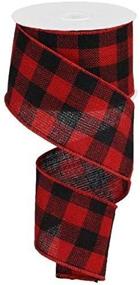 img 2 attached to 🧢 Wired Red Fabric Lumberjack Buffalo Plaid Ribbon – Perfect for Lumberjack Party Supplies