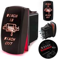 fabood f 7 pin winch in/out momentary rocker switch laser on-off-on two led backlit red light 20a 12v for auto automotive motorcycle truck boat marine off-road atv replace kit (with jumper wire) logo