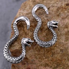 img 2 attached to 🐍 JEWSEEN Snake Earring Piercings: Stylish 2pcs Spiral Swirl Flesh Tunnels for Ear Gauge Stretcher