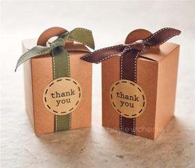 img 2 attached to Hayley Cherie - Рустик Подарочные коробочки с лентами и наклейками "Спасибо" (20 штук) - 4,7 x 3,5 x 3,5 дюйма - Толстый карточный картон 350 г/м² (маленький крафт)