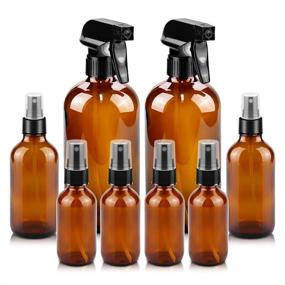 img 4 attached to 🌿 16oz2+4oz2+2oz4 Amber Glass Spray Bottles - Refillable Containers with Adjustable Nozzle for Cleaning, Gardening, Aromatherapy, Pets, Plant, Hair Maintenance