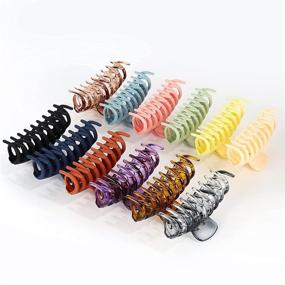 img 3 attached to 🎀 12 Pack Large Hair Claw Clips for Women and Girls - Acrylic Banana Hair Barrettes for Thick Hair - Non-Slip 4.3 Inch Strong Hold Hair Jaw Clamps - Styling Accessories