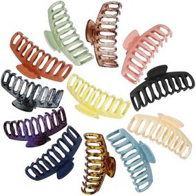 img 4 attached to 🎀 12 Pack Large Hair Claw Clips for Women and Girls - Acrylic Banana Hair Barrettes for Thick Hair - Non-Slip 4.3 Inch Strong Hold Hair Jaw Clamps - Styling Accessories