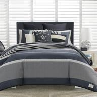 🛏️ nautica rendon collection set: cozy & soft 100% cotton striped comforter for queen bed – breathable & durable with matching shams in charcoal logo