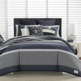 img 4 attached to 🛏️ Nautica Rendon Collection Set: Cozy & Soft 100% Cotton Striped Comforter for Queen Bed – Breathable & Durable with Matching Shams in Charcoal