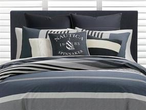 img 2 attached to 🛏️ Nautica Rendon Collection Set: Cozy & Soft 100% Cotton Striped Comforter for Queen Bed – Breathable & Durable with Matching Shams in Charcoal