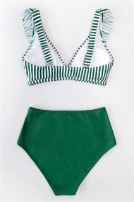 img 1 attached to CUPSHE Womens Striped Ruffles Waisted Women's Clothing: Trendy Swimsuits & Cover Ups