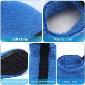 img 3 attached to Non-Slip Fluffy Slipper Socks for Boys and Girls with Rubber Soles - Lightweight Knit House Shoes for Toddlers