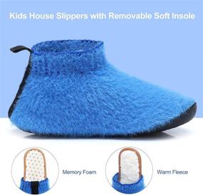 img 1 attached to Non-Slip Fluffy Slipper Socks for Boys and Girls with Rubber Soles - Lightweight Knit House Shoes for Toddlers