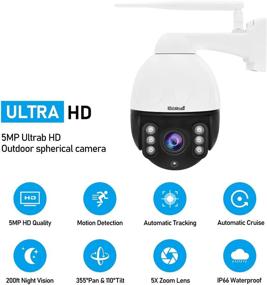 img 3 attached to 📷 JideTech 5MP Outdoor WiFi PTZ IP Camera with 5X Optical Zoom, Pan Tilt, Auto Tracking, 2-Way Audio, Enhanced Night Vision, Smart Detection Alarm, SD Card Slot, and IP66 Waterproof