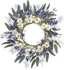 img 4 attached to 🌼 20" Violet Daisy Wreath - Beautiful Artificial Flower Wreath for Spring/Summer Décor and Festival Celebration