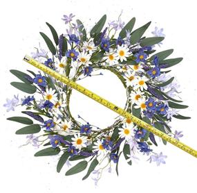 img 3 attached to 🌼 20" Violet Daisy Wreath - Beautiful Artificial Flower Wreath for Spring/Summer Décor and Festival Celebration