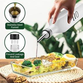 img 2 attached to 🏡 DWTS's Newest Set: White Olive Oil and Black Vinegar Dispenser Set with Stainless Steel Pouring Spout - 17 oz Glass Bottles for a Cute Farmhouse Kitchen