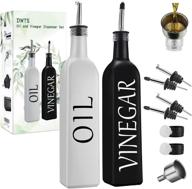 🏡 dwts's newest set: white olive oil and black vinegar dispenser set with stainless steel pouring spout - 17 oz glass bottles for a cute farmhouse kitchen logo