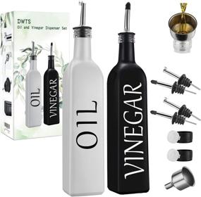 img 4 attached to 🏡 DWTS's Newest Set: White Olive Oil and Black Vinegar Dispenser Set with Stainless Steel Pouring Spout - 17 oz Glass Bottles for a Cute Farmhouse Kitchen