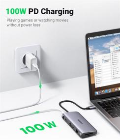 img 2 attached to 🔌 UGREEN USB C Docking Station | 10-in-1 Laptop Dock w/ Gigabit Ethernet, 4K HDMI VGA, 100W Power Delivery, 3 USB 3.0, 3.5mm Audio Jack, SD TF Card Reader | MacBook Pro Air Dell HP