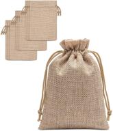 🎁 set of 60 burlap drawstring gift bags - jewelry pouch for wedding party, diy crafts, holidays, christmas - 5.3 x 3.8 inch, linen logo