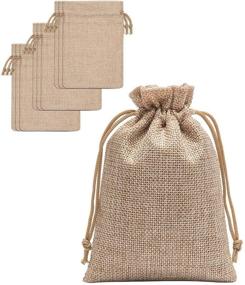 img 4 attached to 🎁 Set of 60 Burlap Drawstring Gift Bags - Jewelry Pouch for Wedding Party, DIY Crafts, Holidays, Christmas - 5.3 x 3.8 inch, Linen