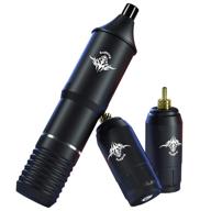 professional wireless rotary tattoo machine pen kit 💉 with battery, cartridges needles - easy work makeup gun (black) logo